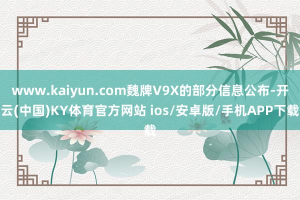 www.kaiyun.com魏牌V9X的部分信息公布-开云(中国)KY体育官方网站 ios/安卓版/手机APP下载