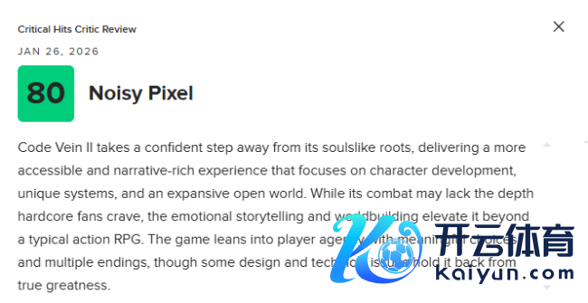 《噬血代码2》MC平分73分：格外太多 优化很差！