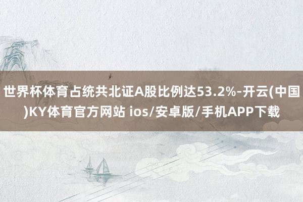 世界杯体育占统共北证A股比例达53.2%-开云(中国)KY体育官方网站 ios/安卓版/手机APP下载